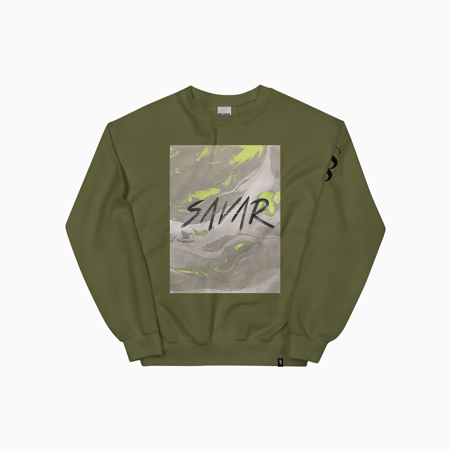 mosaic-design-printed-crew-neck-olive-green-sweatshirt-for-men-sc104-327