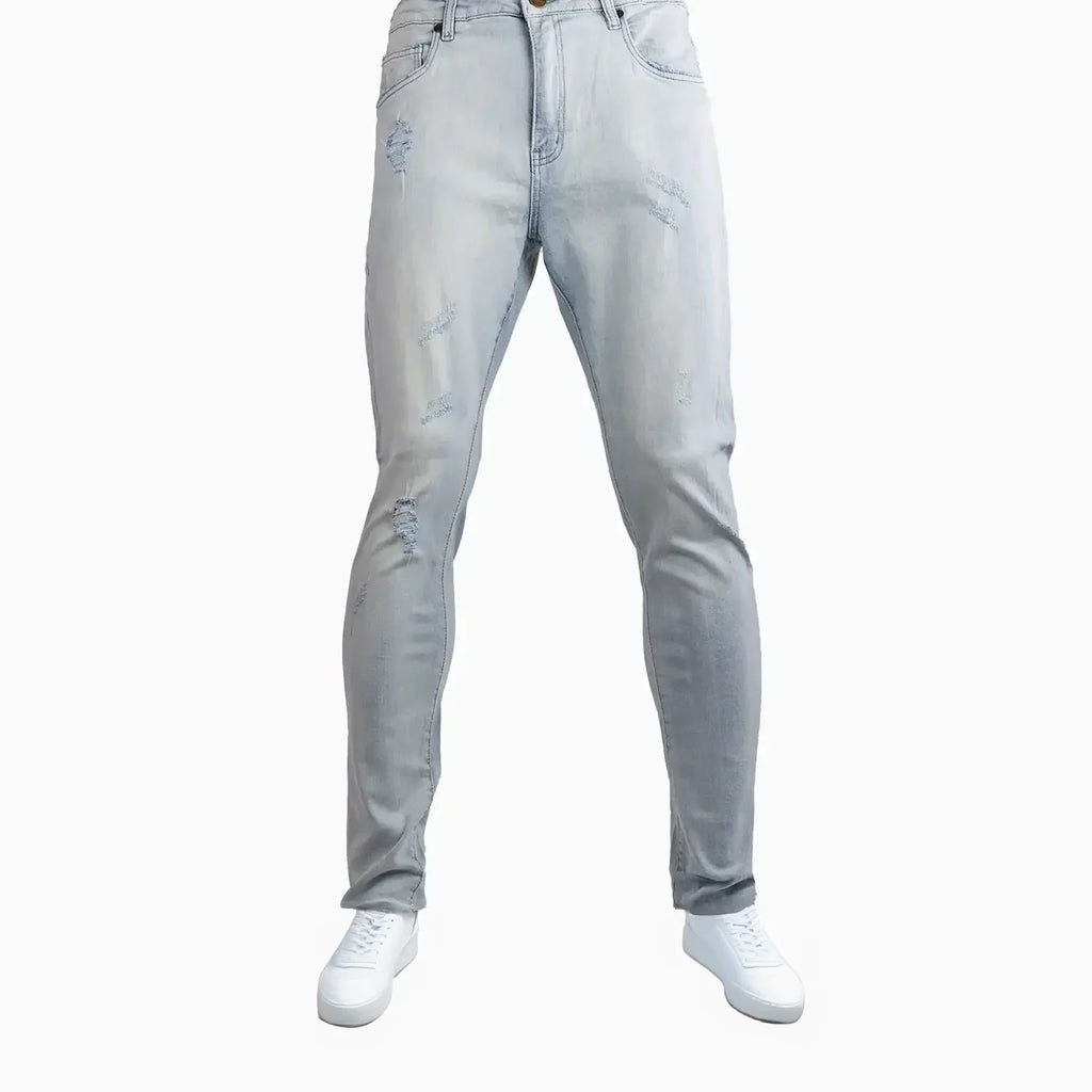 Men's Slim Fit Rips Jeans Pant Savar - Tops and Bottoms USA