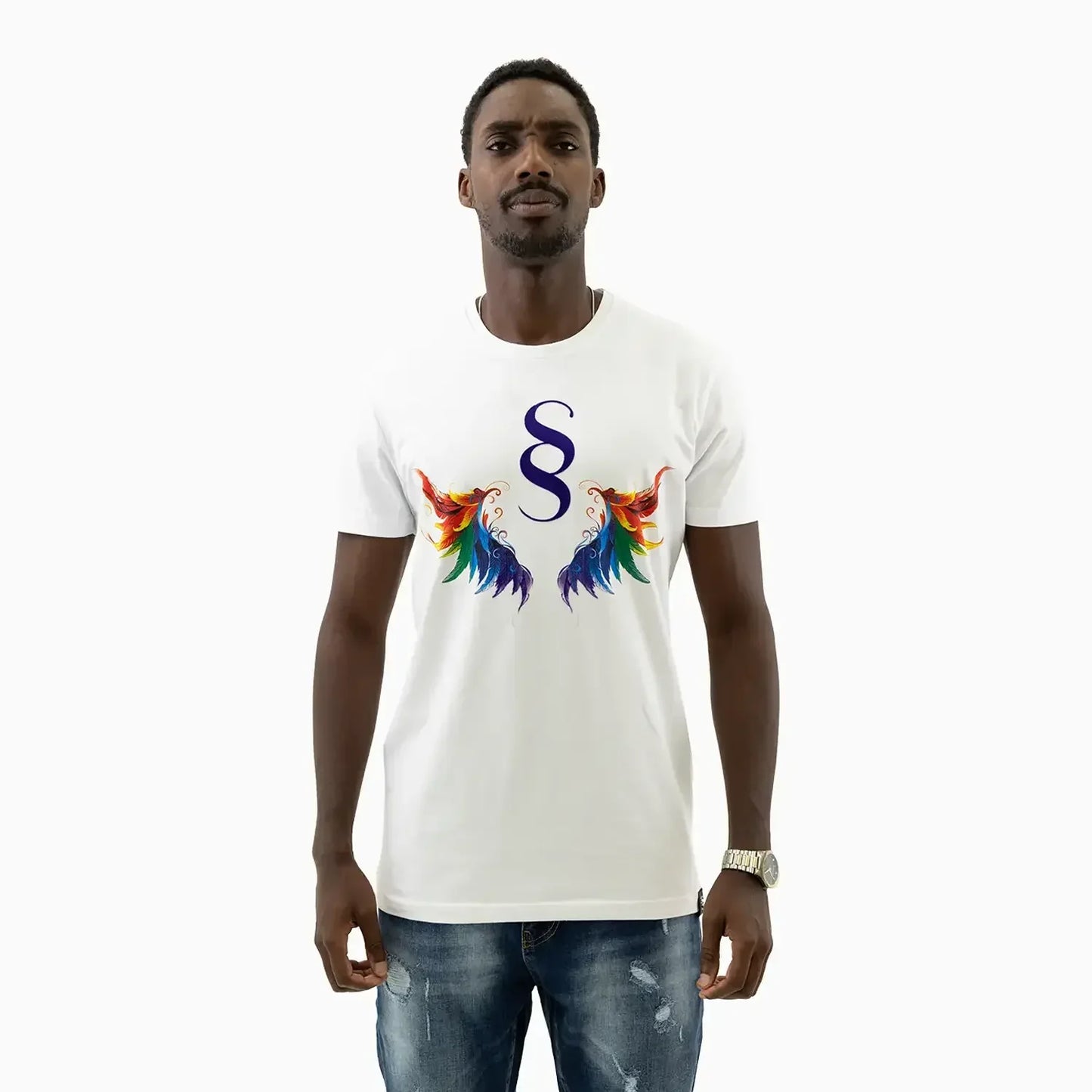 Men's Wings Graphic White T Shirt