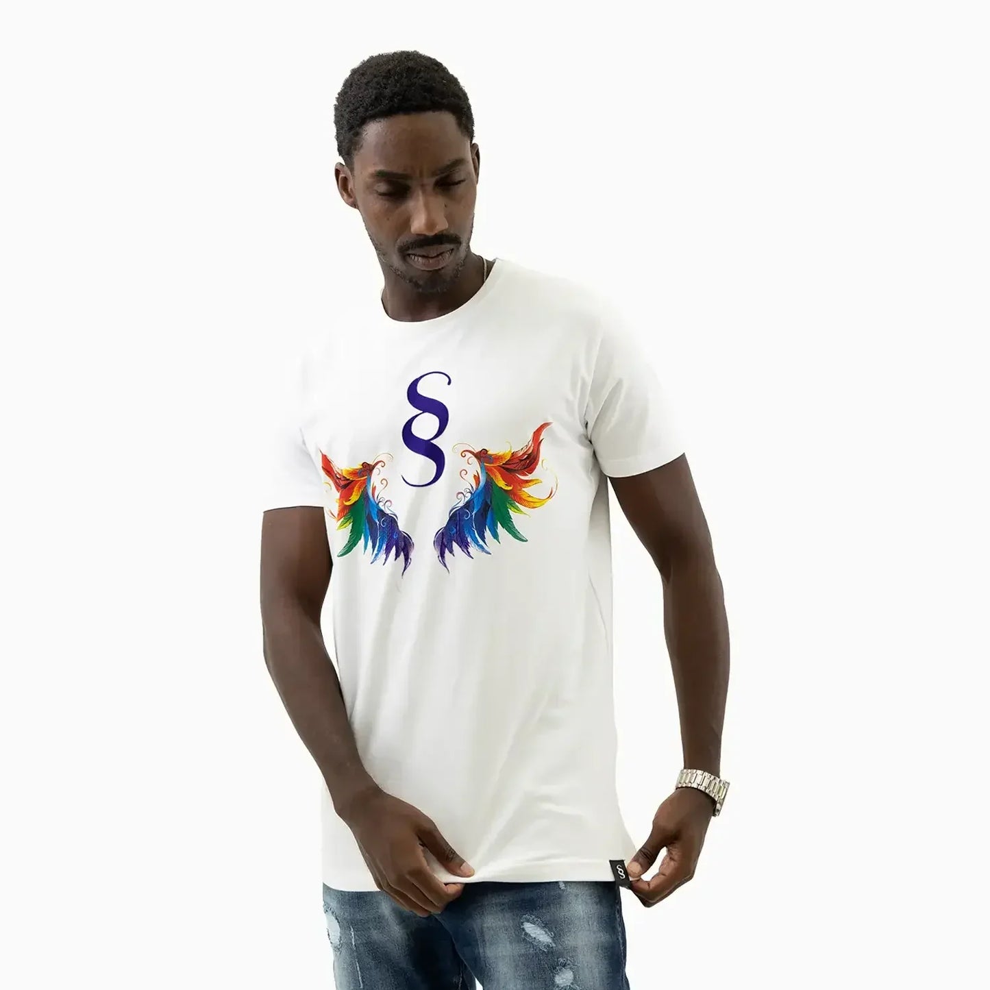 Men's Wings Graphic White T Shirt