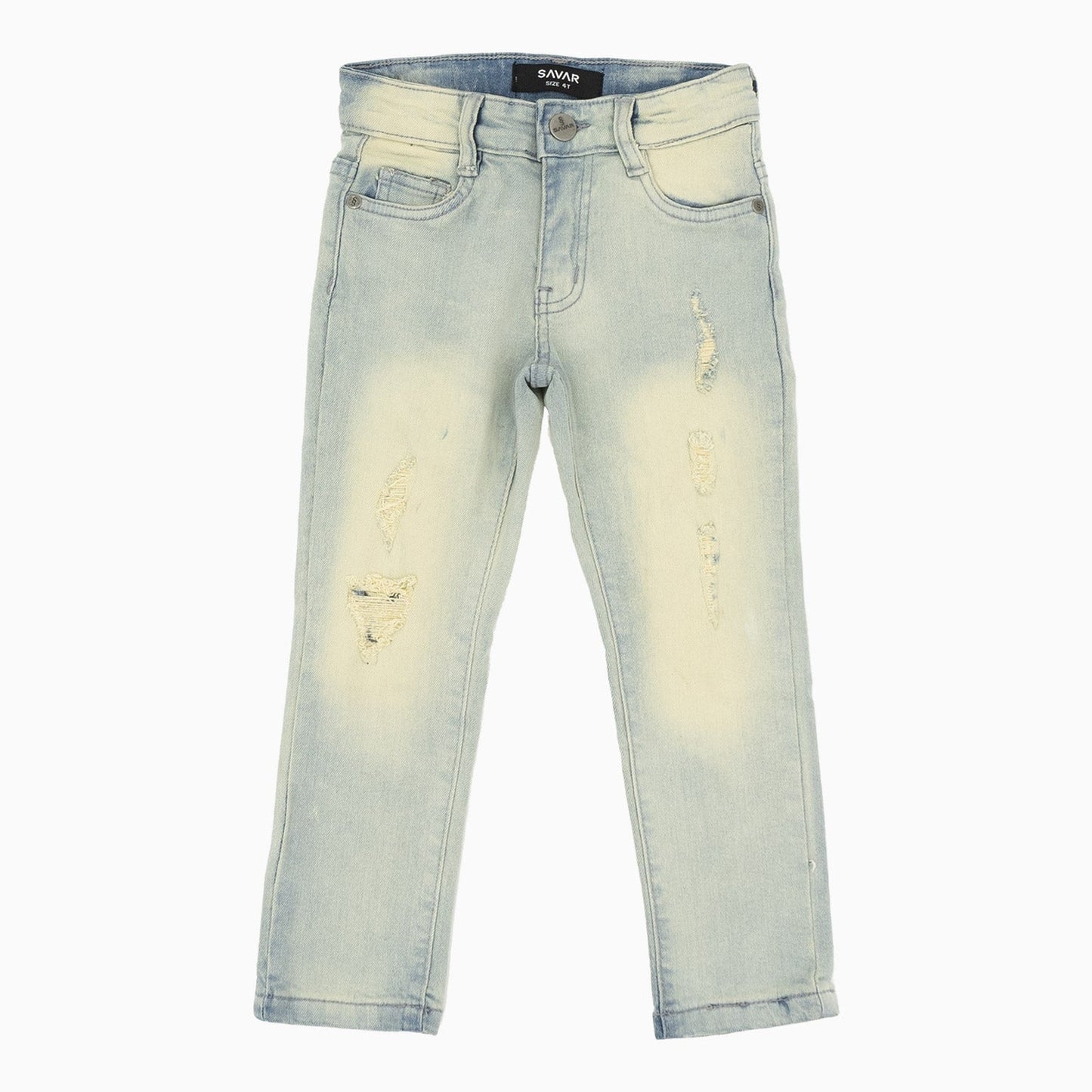 Kid's Savar Ice Blue Tinted Slim Denim Jeans Pant