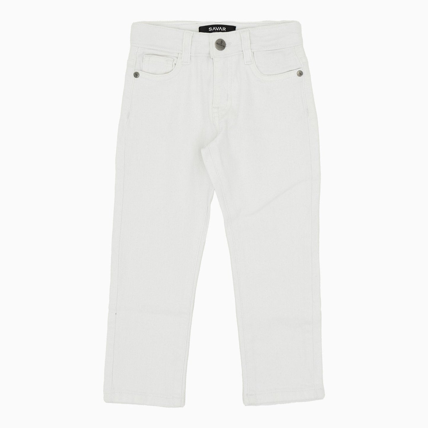 Kid's Savar White Slim Denim Jeans Pant