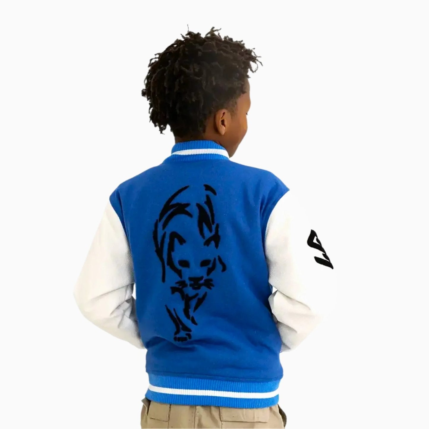 Kid's Black Cat Wool Varsity Jacket