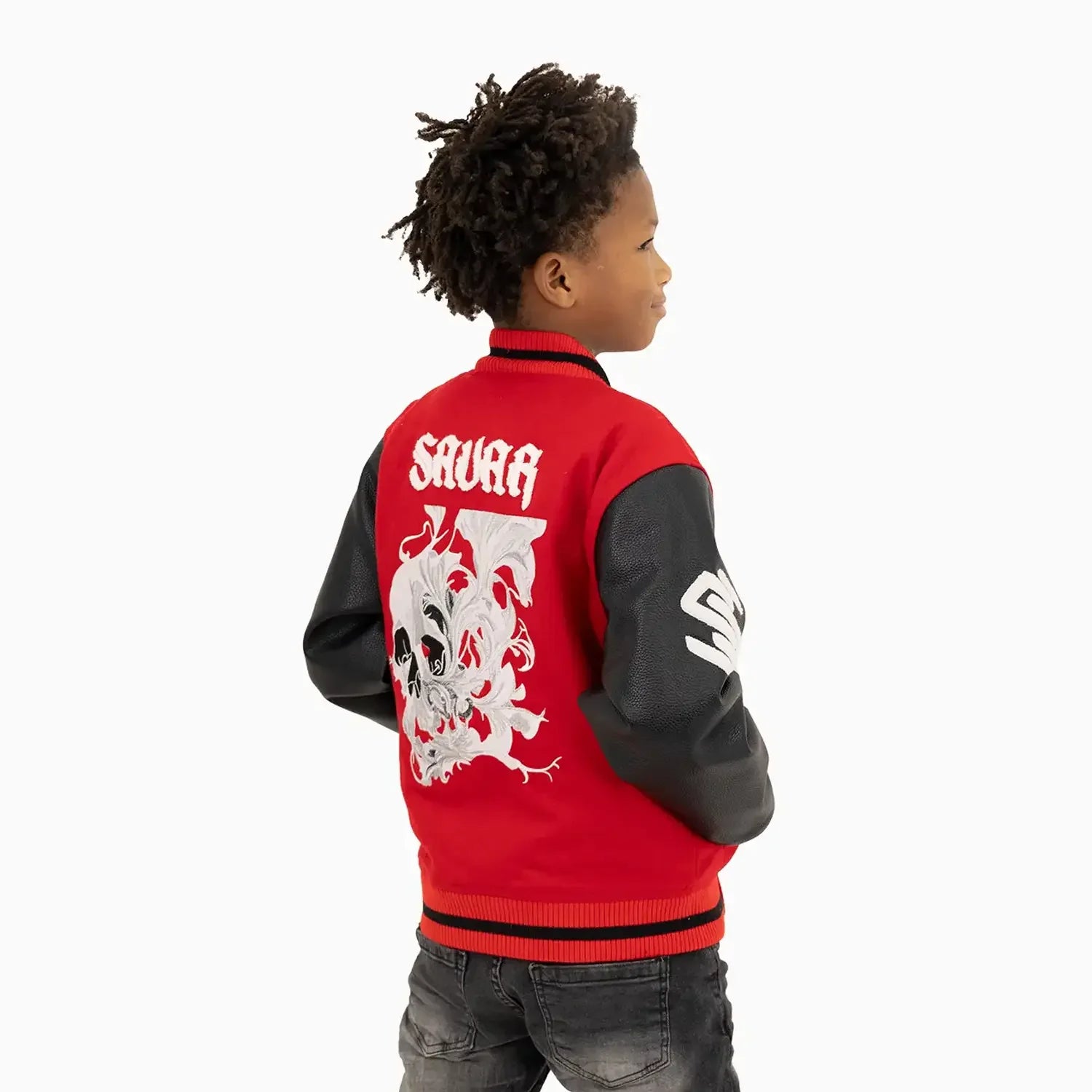 Kid's Skull Smoke Wool Varsity Jacket