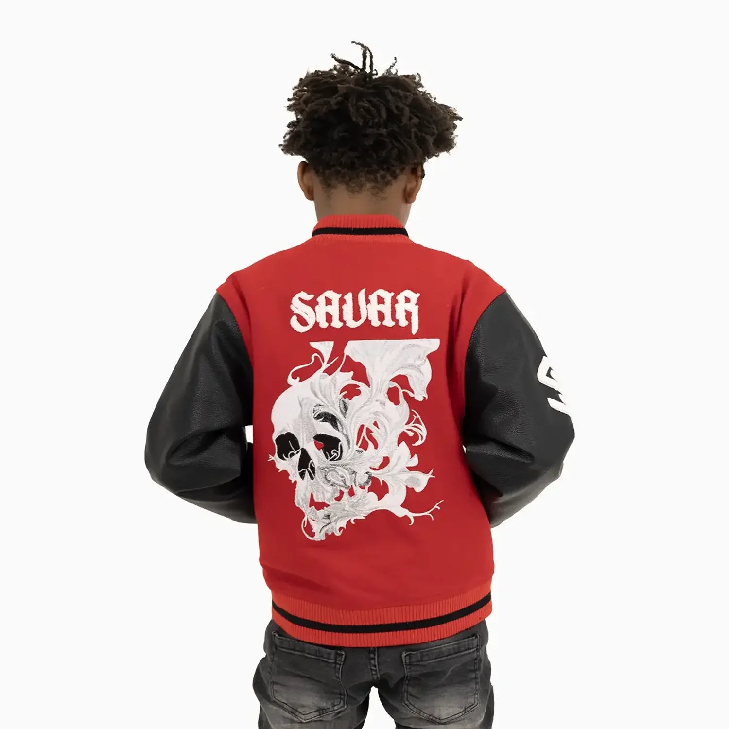 Kid's Skull Smoke Wool Varsity Jacket