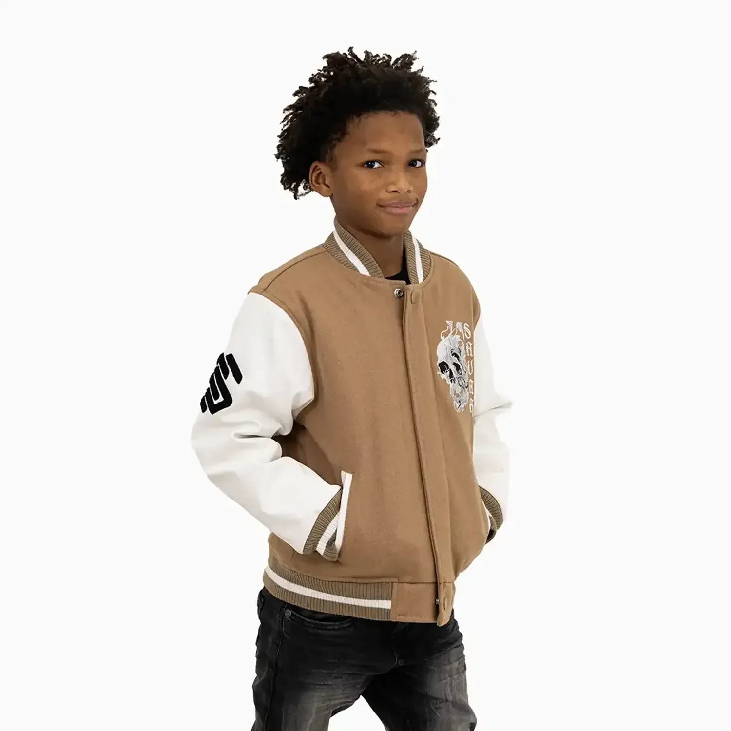 Kid's Skull Wool Varsity Jacket