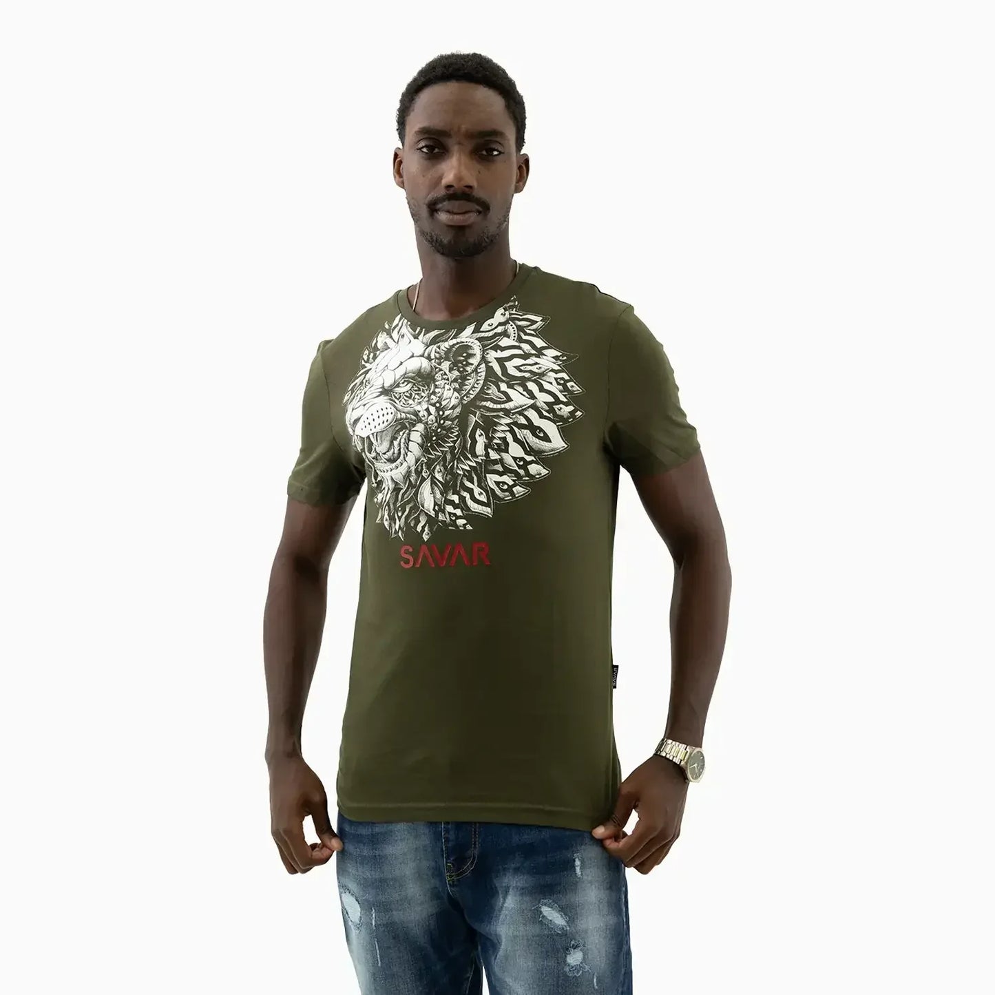 savar-mens-lion-graphics-crew-neck-t-shirt-stg1370-milgreen