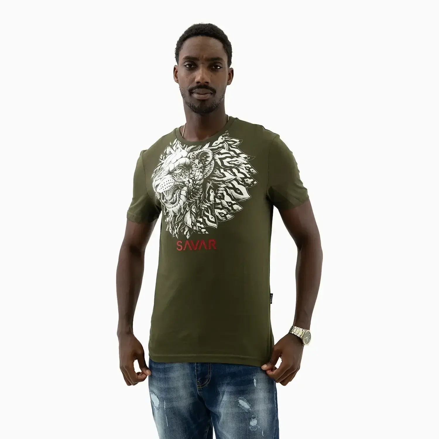 savar-mens-lion-graphics-crew-neck-t-shirt-stg1370-milgreen