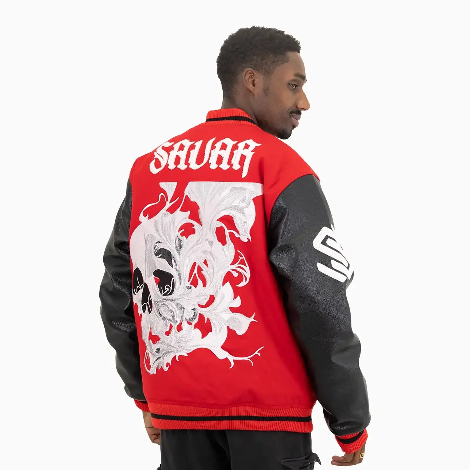 Men's Skull Smoke Wool Varsity Jacket